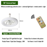 YOOGOO Kipas Angin Plafon Bohlam Lampu E27 12W Led 85V-265V Untuk Rumah Kantor Pasar Malam Remote Co