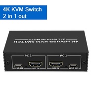 4K HDMI KVM Switch 2 in 1 out HDMI USB KVM Selector Switcher 2x1 with Desktop Controller Share Monit
