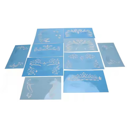 10 Sheet Face Paint Stencil PET Holiday Halloween Makeup Face Paint Template for Stage Performance R