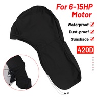 420D 6-15HP Yacht Full Outboard Motor Engine Boat Cover Anti UV Dustproof Cover Marine Engine Protection Waterproof Black