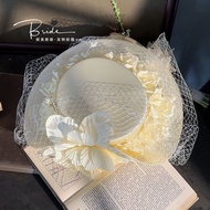 Style Accessories Wedding Retro Dharma Decoration Beige Lace Female Ladies Hand-Made Mori Style Came