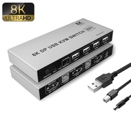 8K Displayport KVM Switch 2x1 8K 60Hz DP USB KVM Switch 2 in 1 out Displayport 1.4 Switch KVM DP USB Switch Share Keyboard Mouse