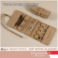 [SG SELLER] Portable Travel Jewelry Organizer Box Roll Jewellery Storage Pouch for Rings Earrings