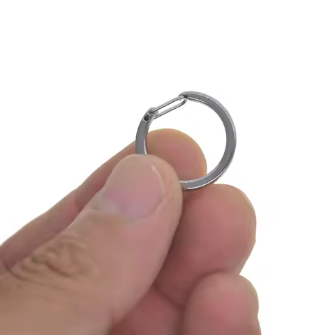 10 pcs 20mm 0.8inch small polished silve stainless steel round circle snap spring carabiner hook cla