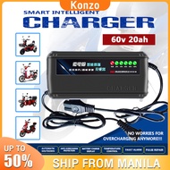 Ebike Charger 48V 60V 20ah Smart Intelligent Charger Battery 48volts 3ah output, Applicable for Romai Nwow Jonson Hamsun Kenwei EcoDrive Igo Socoo Dong fang Yadea TailG Aima Feima Gogo Ebike Super Ebike Etc.