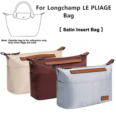 Satin Fabric Bag Organizer Inner Liner Accessory For Longchamp LE PLIAGE Handbags Expand Space Anti-