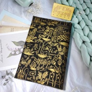 愛麗絲系列-美國限量布系列-美國布料黑底燙金布書套-A5布書衣-