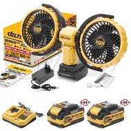 DELTON พัดลมไร้สาย 5 นิ้ว 2 หัว พัดลม 2 ระบบ AC/DC ปรับแรงลมได้ หมุนได้ 360 องศา มอเตอร์ BRUSHLESS ไ
