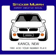 STIKER KERETA.  Stiker Depan perodua kancil baru