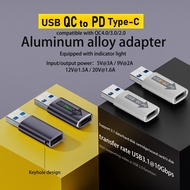 QC 4.0 USB 3.1 To PD Type-C Adapter USB A Male To USB C Female Adapter 5V 3A USB Charging Adapter wi