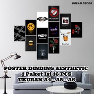 Isi 16 PCS Poster Dinding Kamar Cowok Keren Ukuran A4 A5 A6 Poster Kekinian Dekorasi Kamar Aesthetic