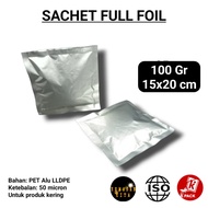 100 gram SILVER FULL ALUMUNIUM FOIL SACHET PACKAGING