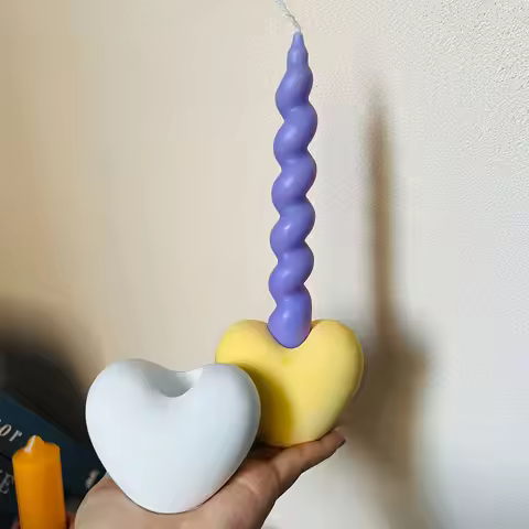3D Heart Shape Candle Holder Silicone Mold DIY Home Decoration Round Star Shape Cement Candle Holder