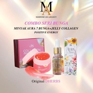 DHERBS COMBO SERI BUNGA(JELLY COLLAGEN+MINYAK AURA 7 BUNGA)meakup face murah