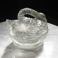 【老時光 OLD-TIME】早期二手台灣製天鵝造型玻璃儲物罐