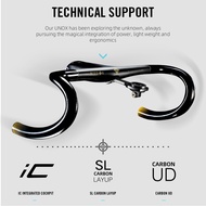 LEXON RYET Carbon Road Integrated Handlebar Inner Cable Routine Road Bike Bar For D-Shaped Fork With Computer Mount and Aero Spacer