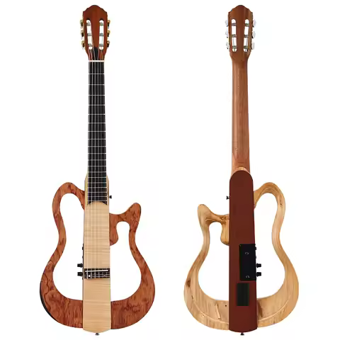 39 Inch Silence Classical Guitar 6 String Full Canada Maple Wood Body One Side Can Foldable Classic 