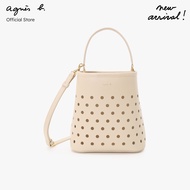 agnes b. Womens Leather Bucket Bag (Light Yellow)