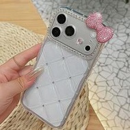 Cute Cat Pink Bow Glitter Transparent Phone Case Compatible With IPhone 17 Pro Max 17e 13 14 15 16e