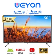 WEYON  TV 50 นิ้ว Full HD ทีวี 50 นิ้ว ทีวีจอแบน โทรทัศน์ Smart TV  Android 11.0 รับประกัน 1 ปี หน่วยความจำ 1.5 + 8G