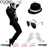 CUCKO Costume Accessories Set, Sequin Fedora Hat Rhinestone Gloves Performance Costume, Classic Sung