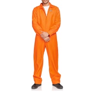 Orange Prisoner Costume for Women Escaped Jail Jumpsuit Men Inmate Uniform Adults Halloween Roleplay