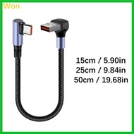 Won 15 25 50cm Short 66W USB USB to Type C Cable 90 Degree Elbow USB To Type C Cable