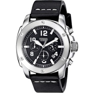 Men's Machine Chrono Black Dial Leather Watch FS4928