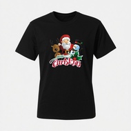 SANTA LEAF CHRISTMAS T-SHIRT MERRY CHRISTMAS RUDOLF SANTA CHURCH FAMILY TOP T-SHIRT