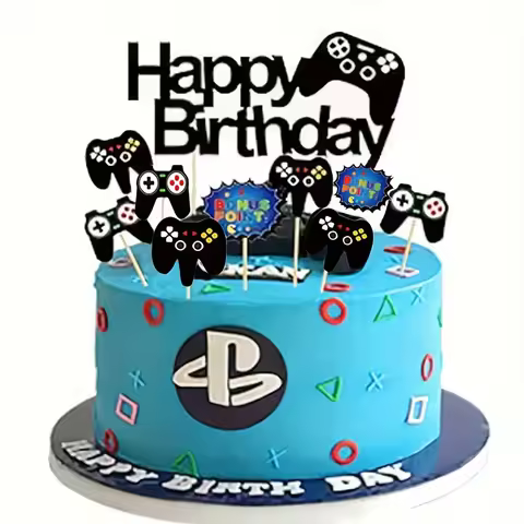 7pcs Game Console Theme Happy Birthday Party Cake Decoration-Birthday Party Decorating Supplies for 