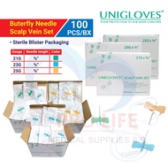 Unigloves Scalp Vein Set Butterfly Needle 21G / 23G / 25G Per Box/100 pieces