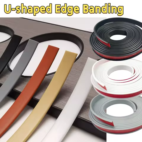 1Roll 5M/196.85inch U-shaped Edge Banding 18mm/20mm Furniture Edge Strip Self Adhesive Edging Trim F