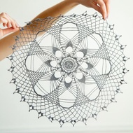 圓桌杯墊 蕾絲鉤針桌巾 餐桌中心 棉質桌布