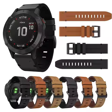 For Garmin Fenix 8 20mm 22mm 26mm Leather Strap For Garmin Fenix 6/6X/6S 7/7S/7X Watch Band Quick Re