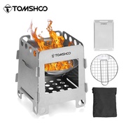 Tomshoo Wood Stove Backpacking Wood Burning Stove w  Tray BBQ Grill Net Grill Pan for Outdoor Camping Hiking Equipment