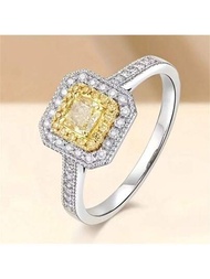 配件主題珠寶廣場水晶黃色雙色立方氧化鋯鑽石白色婚禮訂婚戒指母親節禮物