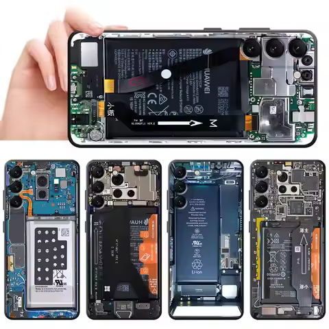 Motherboard Circuit Board Black Soft Phone Cover Case for Samsung Galaxy A04 A03 A70 A30 A15 A50 A40