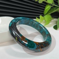 優質美國鳳凰松石手鐲50MM 油畫風小寬條矽孔雀石手環 瓷度高