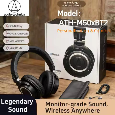 ATH-M50xBT2 Wireless Headphones Audio Technica Bluetooth Over Ear Headset Professional Studio Monito