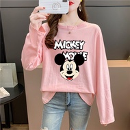 [TSHIRTWOMEN] Baju T Shirt Perempuan Lengan Panjang Plus Size Long Sleeve Blouse Clothes  T-shirt Mickey Mouse
