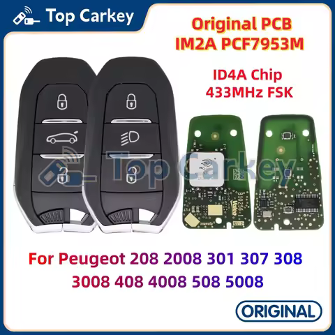 TopCarkey IM2A Original PCB Smart Remote Key PCF7953M ID4A Chip 433MHz for Peugeot 208 2008 301 307 