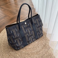 【中古老錢🏰全網獨有✨】愛馬仕 Hermes Garden Party花園帆布36 中古柵欄拼接風 粗毛呢拼接牛皮