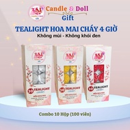 (Combo of 10 boxes) Apricot Tealight candles burn 4 hours, odorless worship candles without black sm