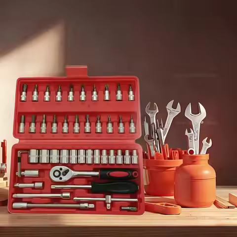 46pcs 1/4 Inch Drive Socket Set for Motor Ratchet Wrench Set Motorcycle Tool Kit, Bit Socket Wrench 