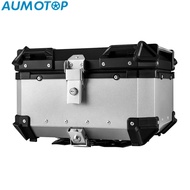 65L Motorcycle Rear Trunk Aluminum Alloy Luggage Case Quick Release Motorbike Tail Storage Box Waterproof &amp; Shock Absorption with 2 Keys Reflective Sticker