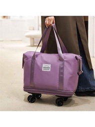 簡約純色旅行袋,可拆式輪子&amp;防水牛津布料材質行李箱,商務旅行帶有擴展功能,多層和口袋可用於服裝收納。