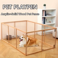 Acrylic Pet Playpen Solid Wood Dog/Hamster/Rabbit Transparent Playpen Cage Crate Detachable DIY Pet Fence