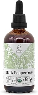 Black Peppercorn USDA Organic Alcohol-Free Extract | Dietary Supplement, High-Potency Tincture | Natural Certified Organic Black Peppercorn (Piper nigrum) Dried Fruit (4 oz)