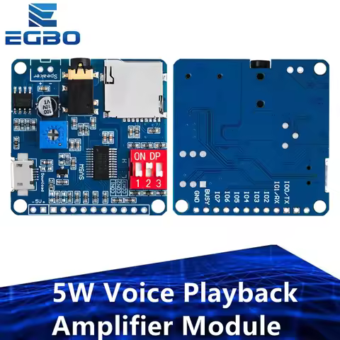 1~5PCS 5W Voice Playback Amplifier Module MP3 Music Player SD/TF Card Integrated UART I/O Trigger Cl