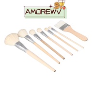 AMOR12WV 7pc Multifunctional Blending Brush, Goat Hair Mop Brush, Wood Color, for Watercolor, Face &